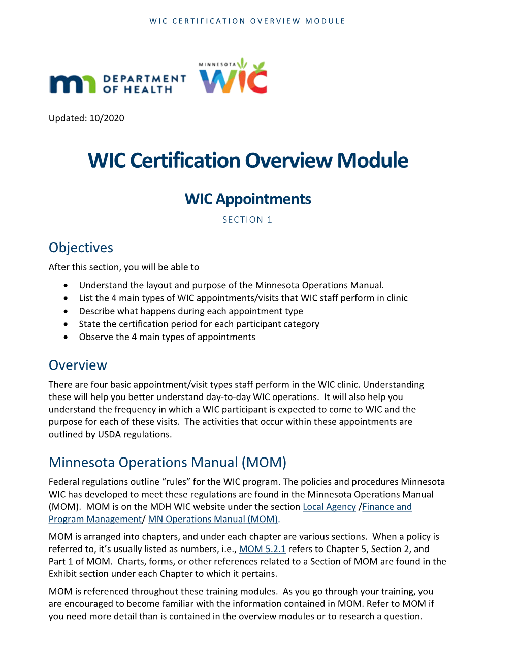 Wic Certification Overview Module