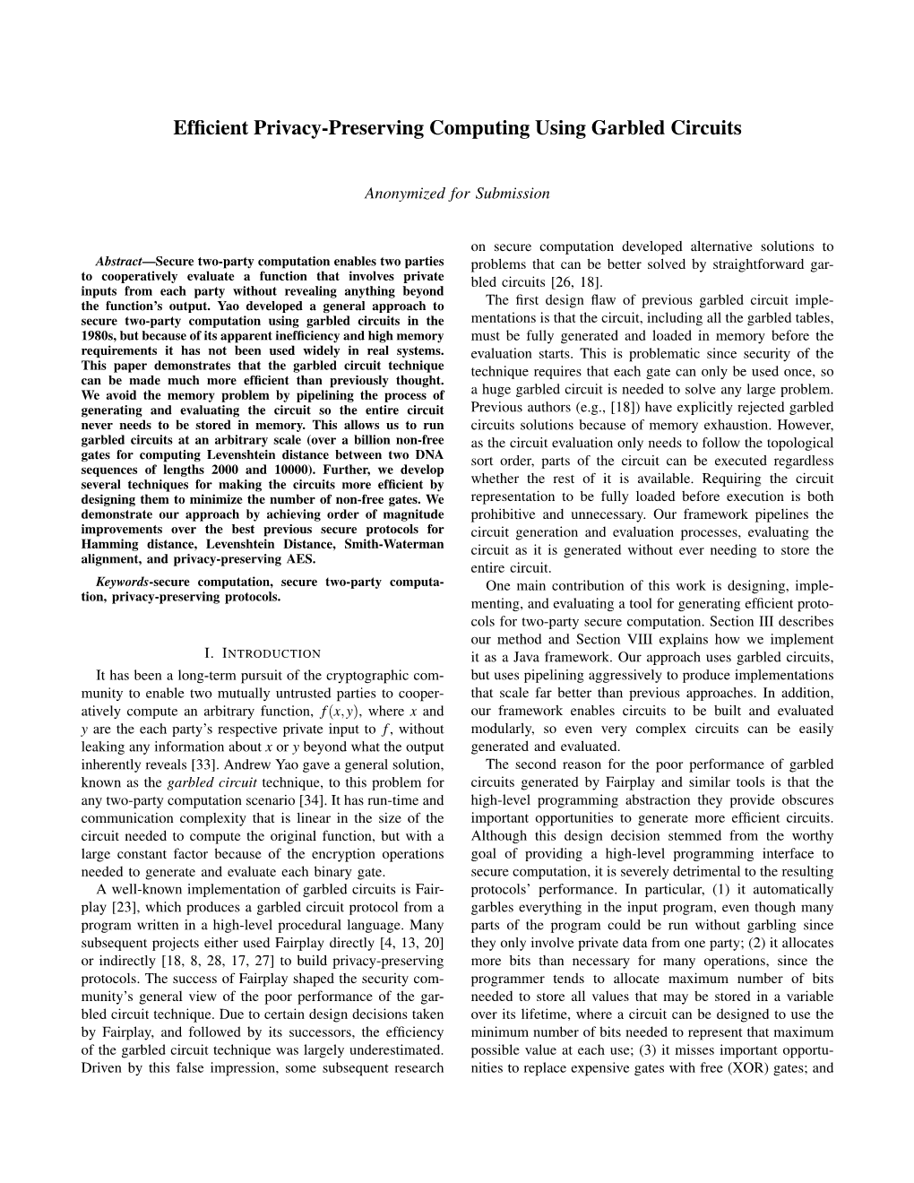 Efficient Privacy-Preserving Computing Using Garbled Circuits