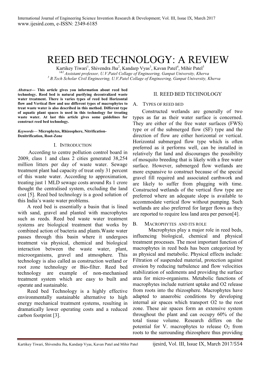 Reed Bed Technology: a Review