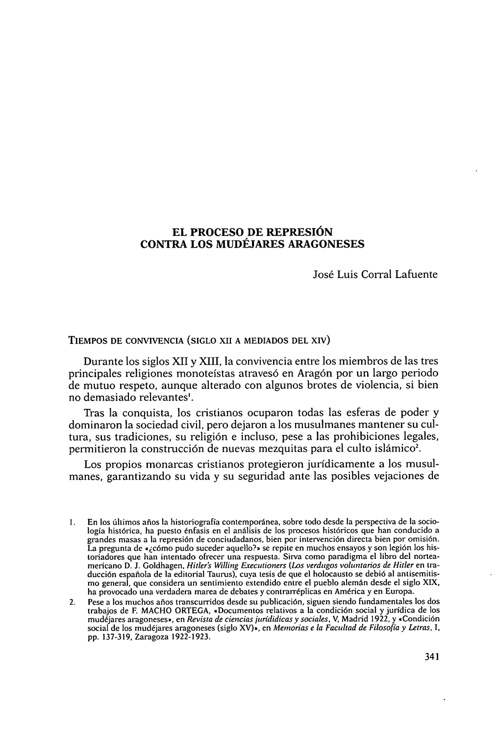 El Proceso De Represión Contra Los Mudéjares Aragoneses