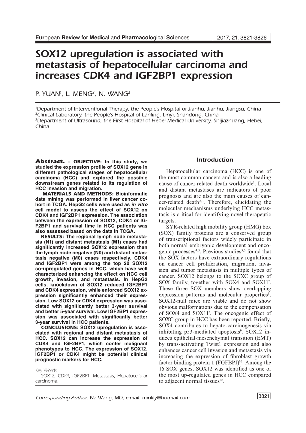 SOX12 Upregulation Is Associated with Metastasis of Hepatocellular Carcinoma and Increases CDK4 and IGF2BP1 Expression