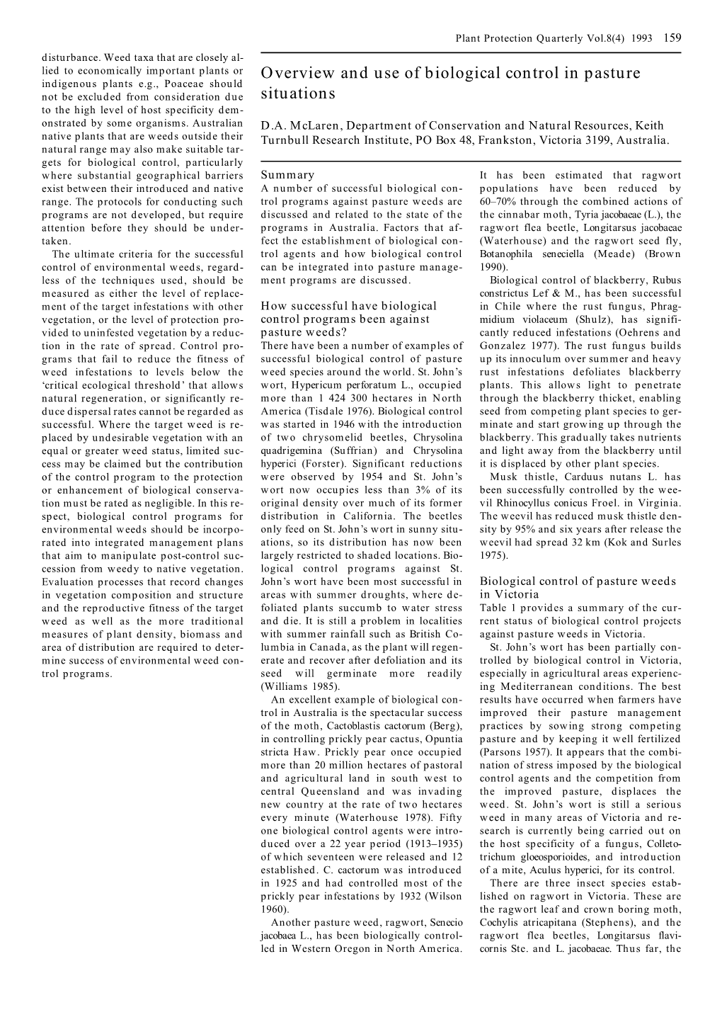 Overview and Use of Biological Control in Pasture Situations