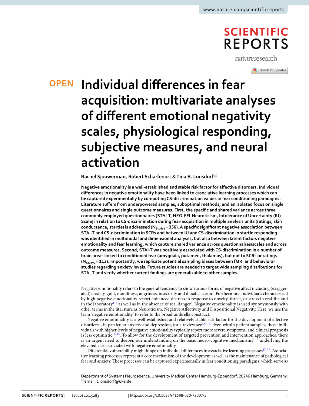 Individual Differences in Fear Acquisition