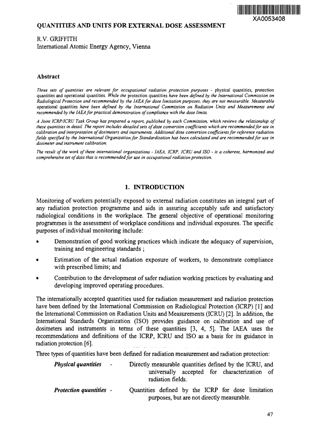 Quantities and Units for External Dose Assessment