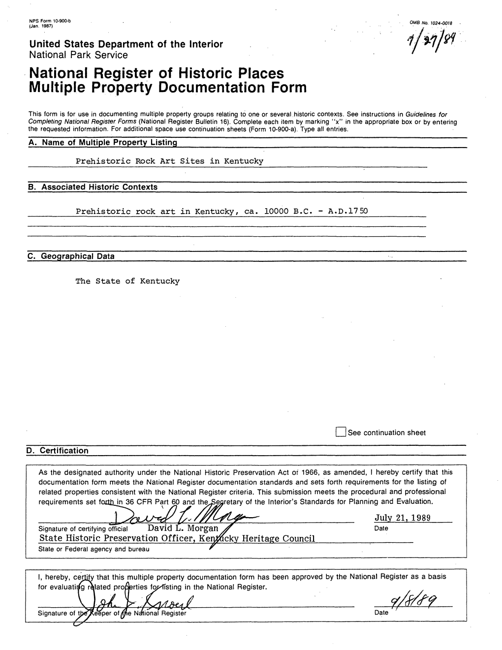 National Register of Historic Places Multiple Property Documentation Form