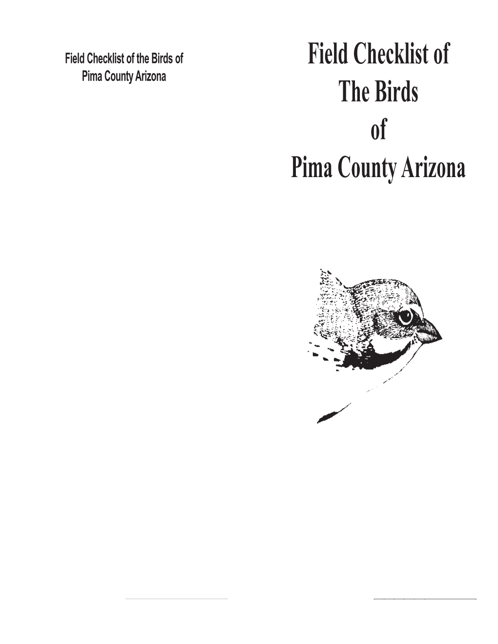 Field Checklist of the Birds of Pima County Arizona