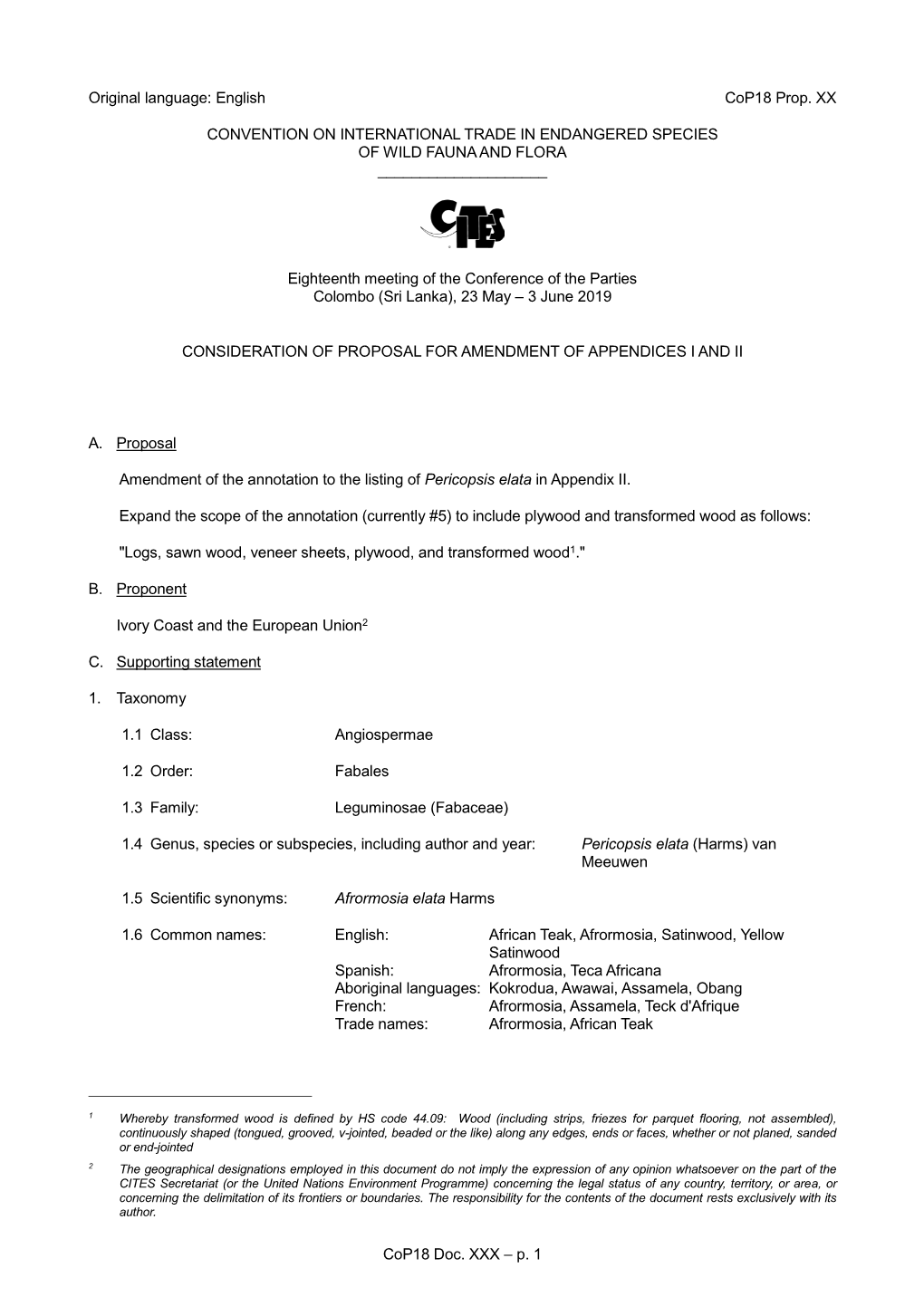 Working Document for CITES Cop16