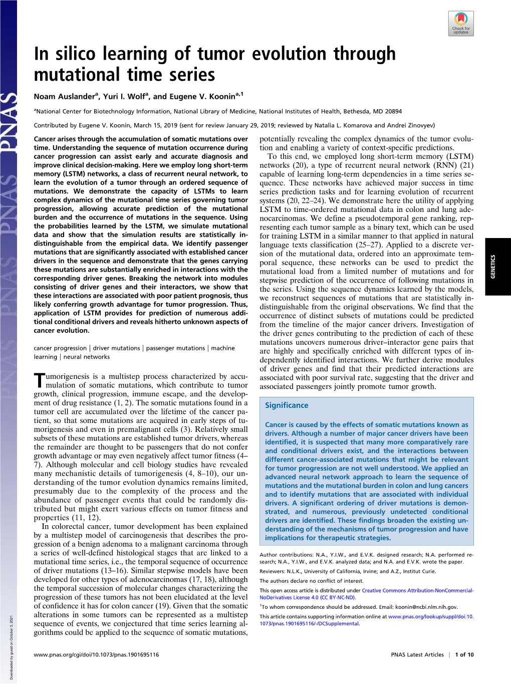 In Silico Learning of Tumor Evolution Through Mutational Time Series