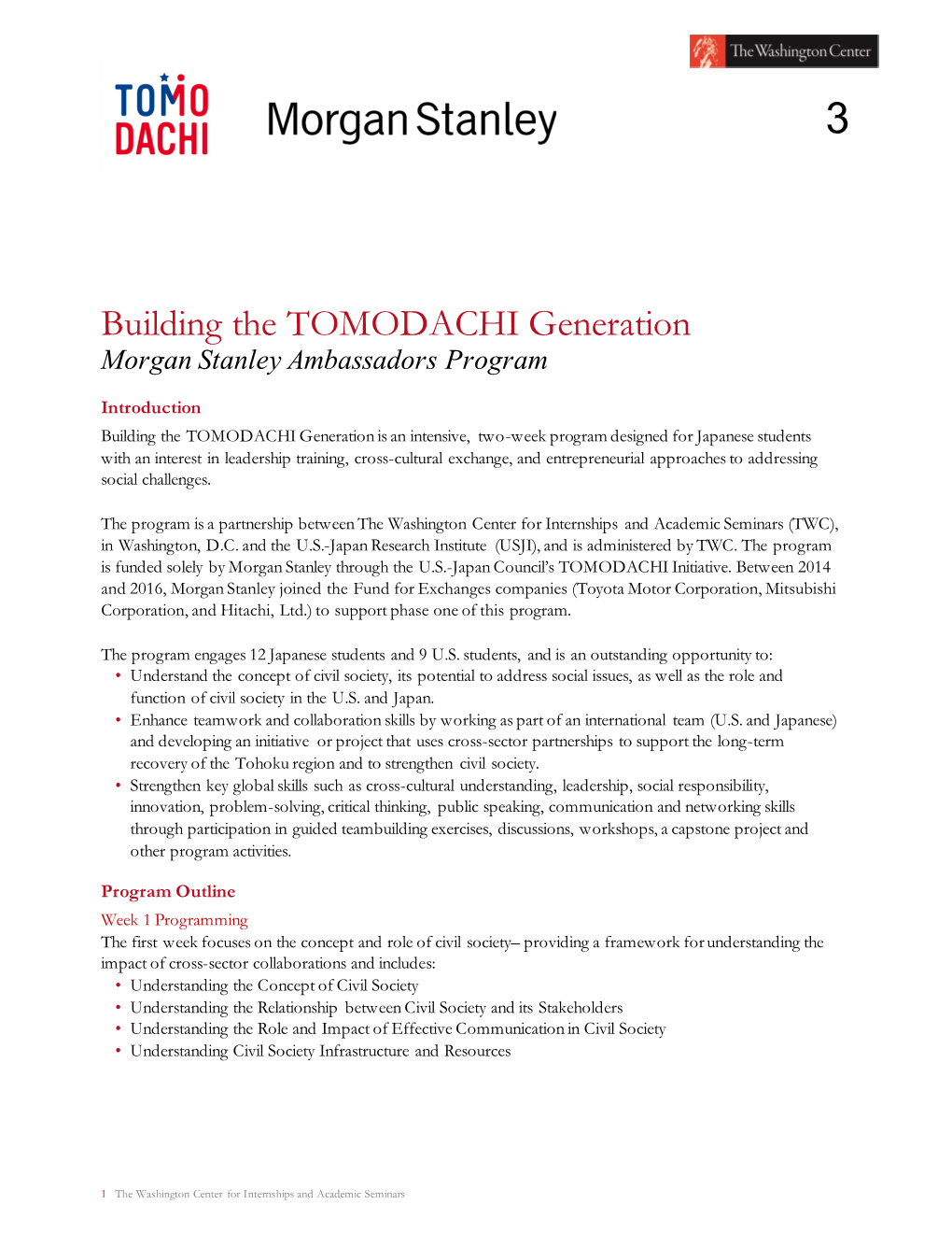 Building the TOMODACHI Generation Morgan Stanley Ambassadors Program