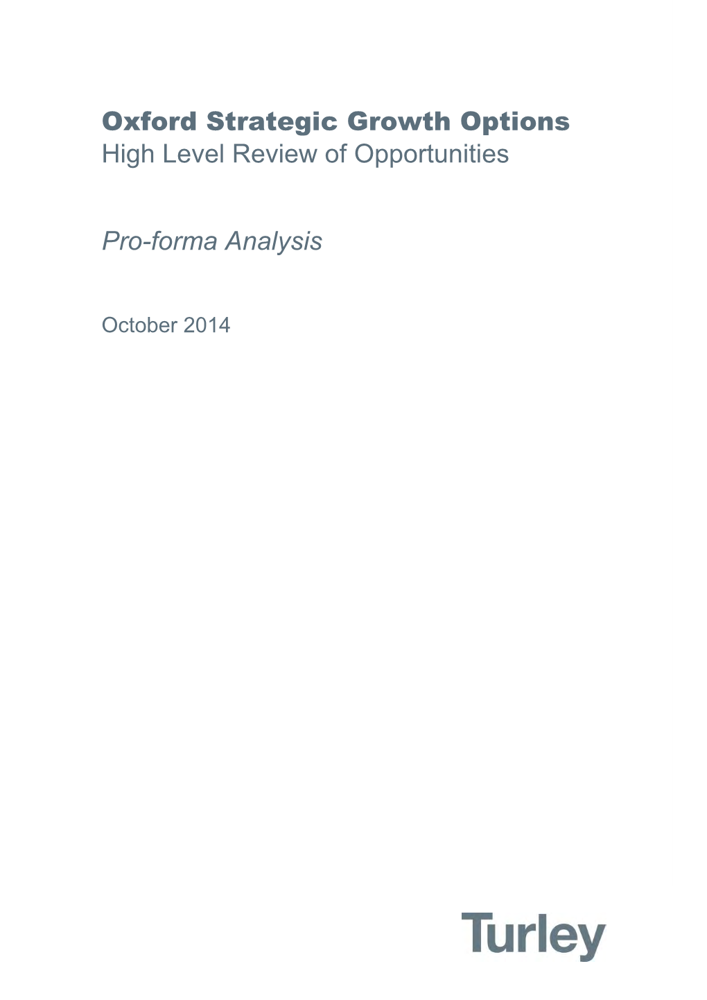 Oxford Strategic Growth Options High Level Review of Opportunities Pro