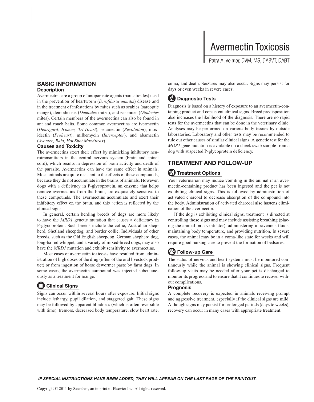 Avermectin Toxicosis