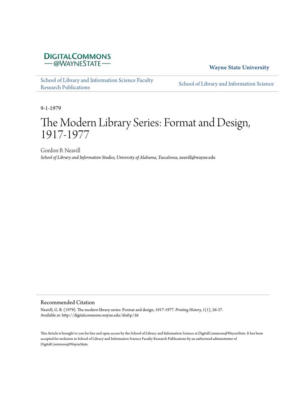 The Modern Library Series: Format and Design, 1917-1977