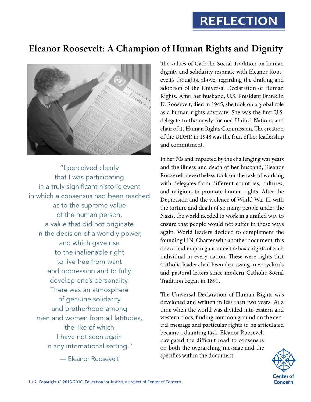 Eleanor Roosevelt: a Champion of Human Rights and Dignity