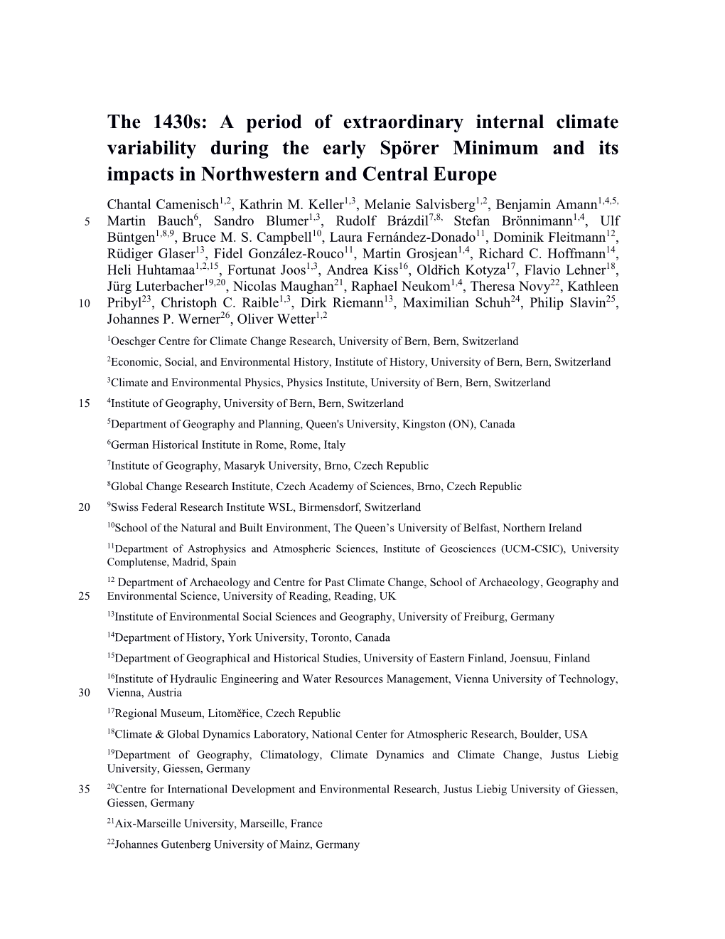 The 1430S: a Period of Extraordinary Internal Climate Variability During the Early Spörer Minimum and Its Impacts in Northweste