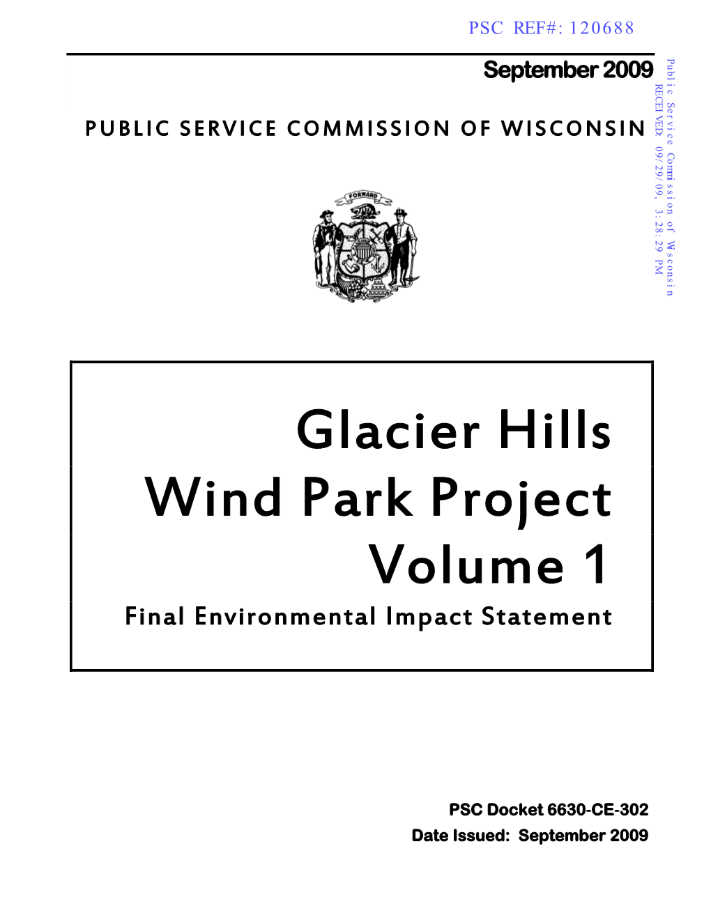 Glacier Hills Wind Park Project Volume 1 Final Environmental Impact Statement