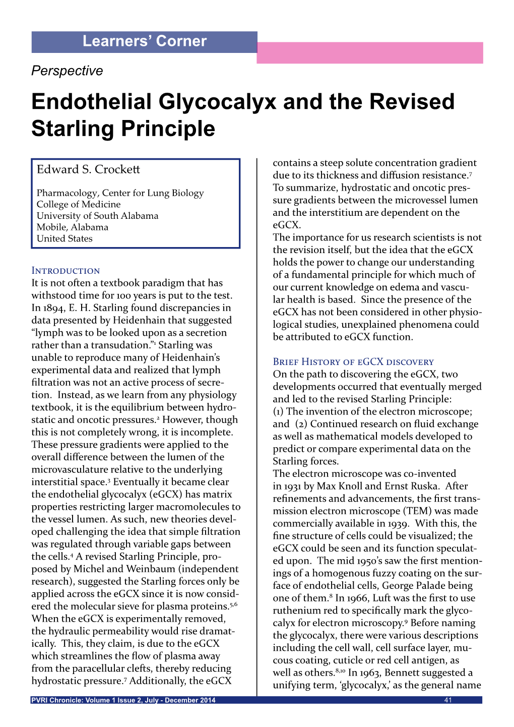 Endothelial Glycocalyx and the Revised Starling Principle