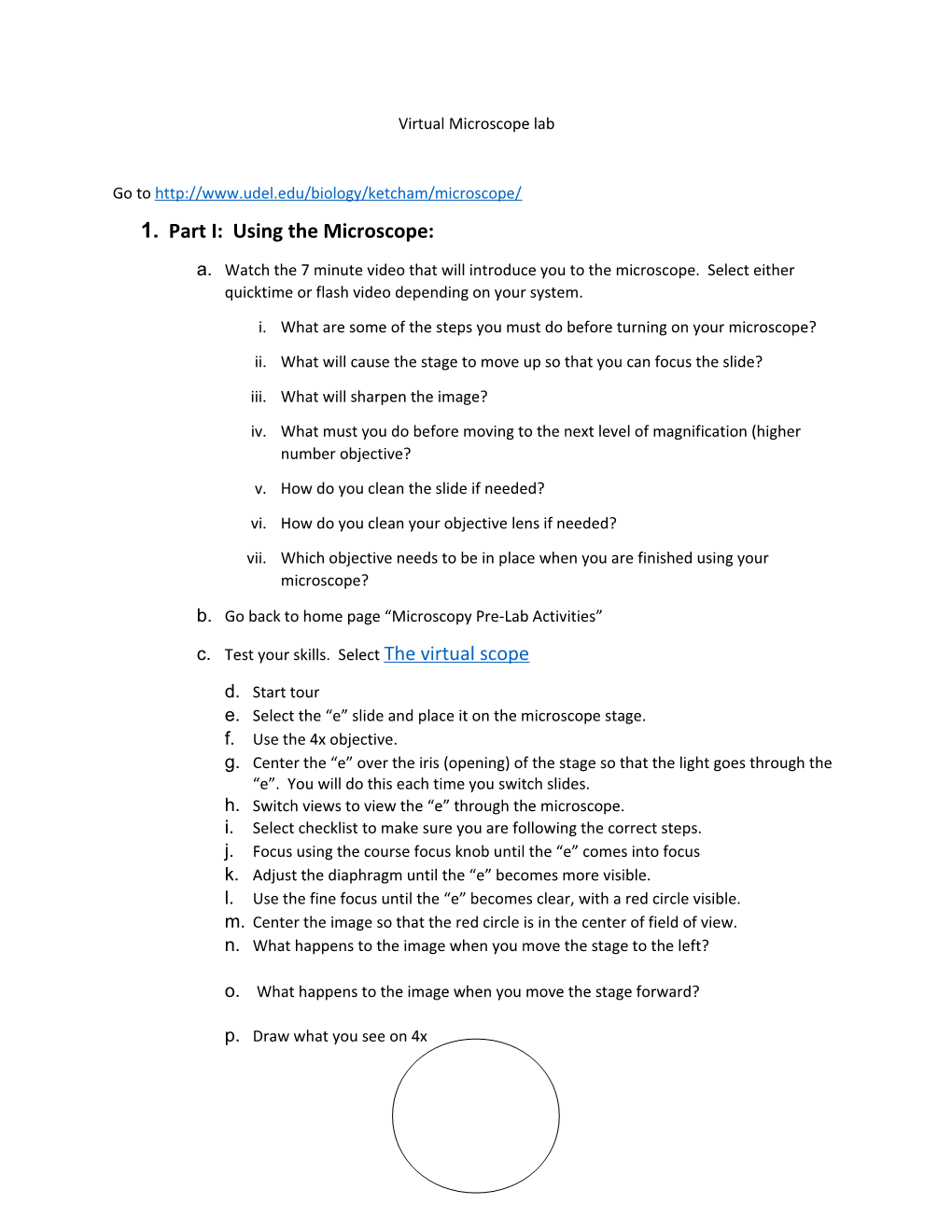 1. Part I: Using the Microscope