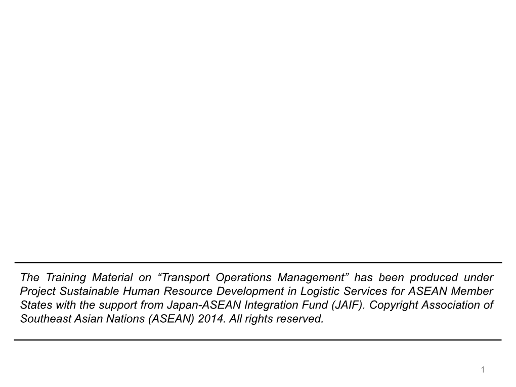 Transport Operations Management