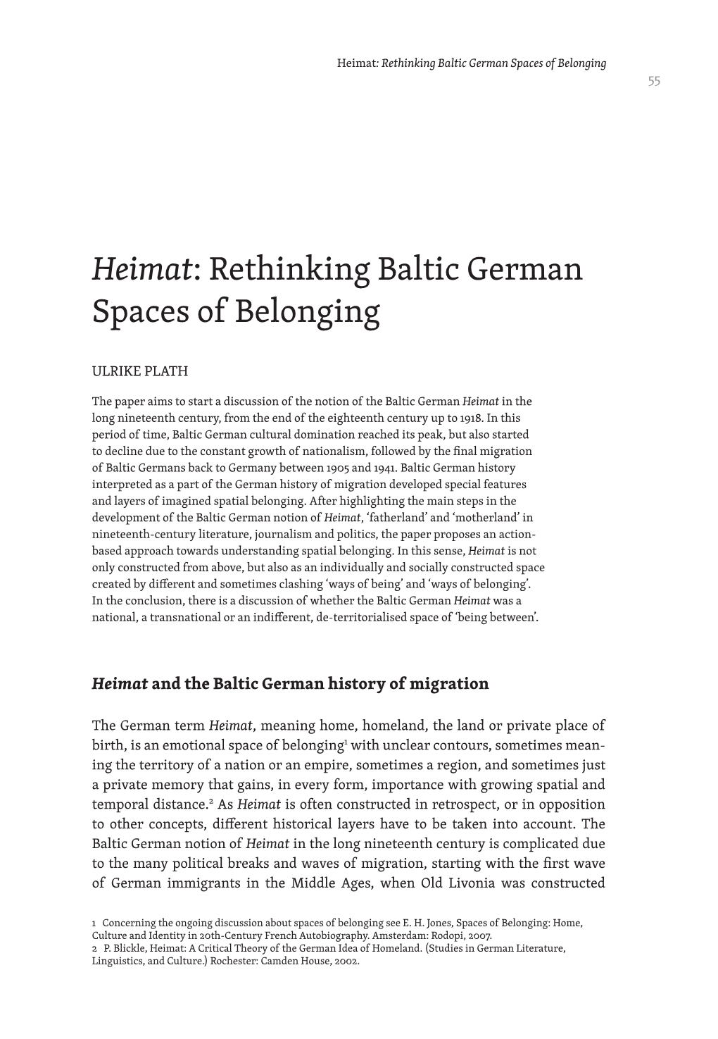 Heimat: Rethinking Baltic German Spaces of Belonging 55