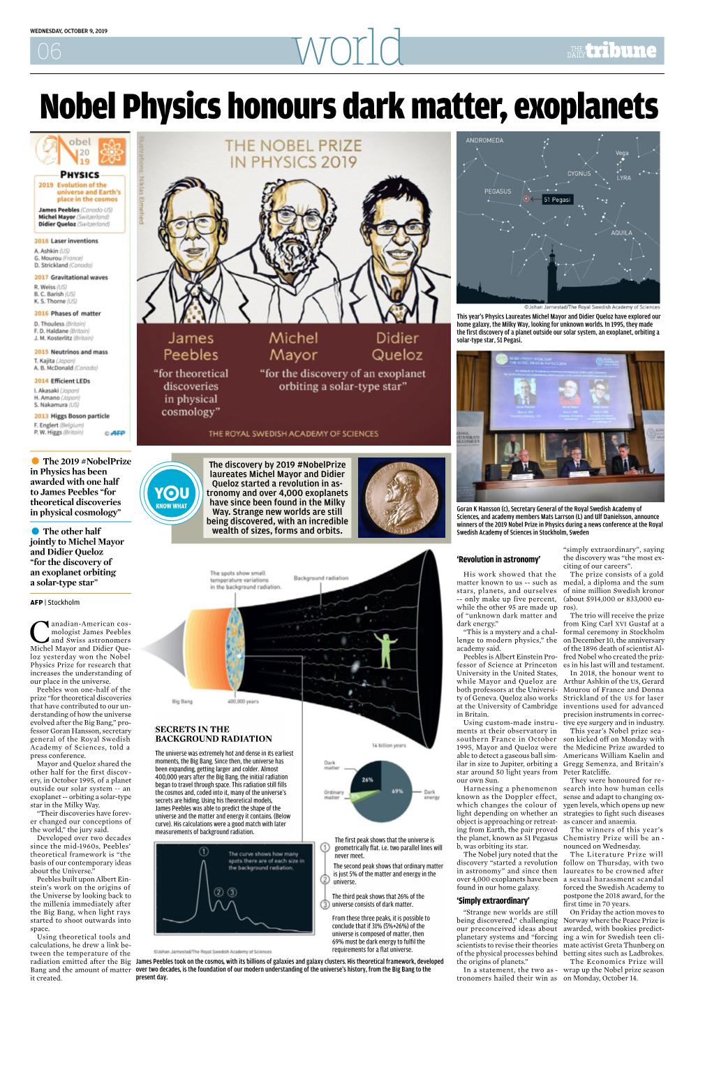 Nobel Physics Honours Dark Matter, Exoplanets