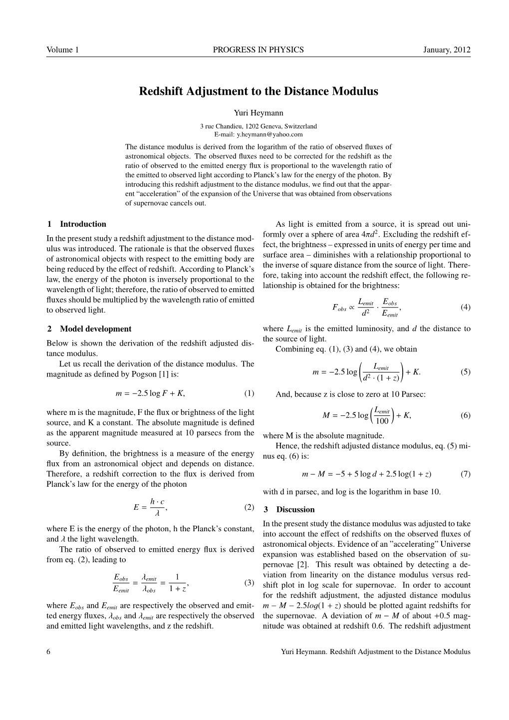 Redshift Adjustment to the Distance Modulus