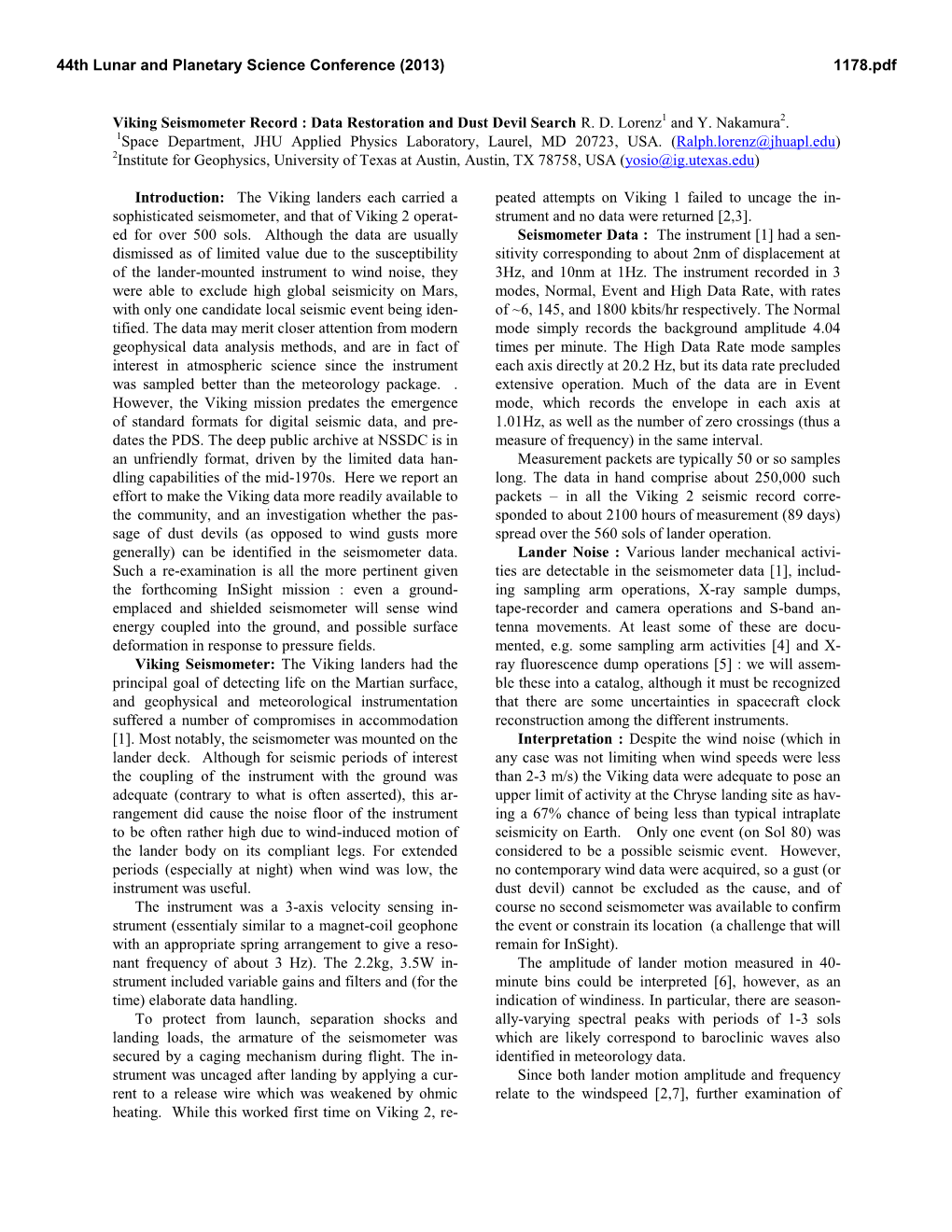 Viking Seismometer Record : Data Restoration and Dust Devil Search R