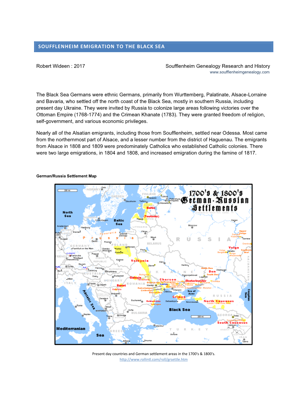 Soufflenheim Emigration to the Black Sea