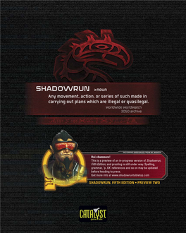 Shadowrun, Fifth Edition, Preview Two | Catalyst Game Labs