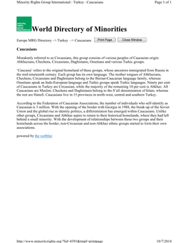 Minority Rights Group International:Turkey:Caucasians