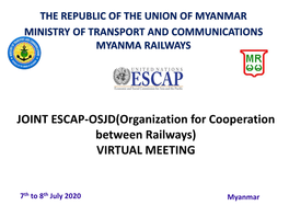 JOINT ESCAP-OSJD(Organization for Cooperation Between Railways) VIRTUAL MEETING