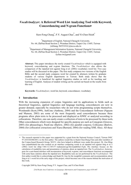 A Referred Word List Analyzing Tool with Keyword, Concordancing and N-Gram Functions∗∗∗