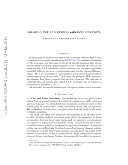 Relating Cut and Paste Invariants and Tqfts 3