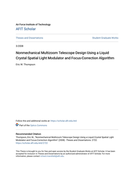 Nonmechanical Multizoom Telescope Design Using a Liquid Crystal Spatial Light Modulator and Focus-Correction Algorithm