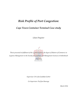 Risk Profile of Port Congestion