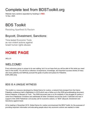 Text for BDS Toolkit Website