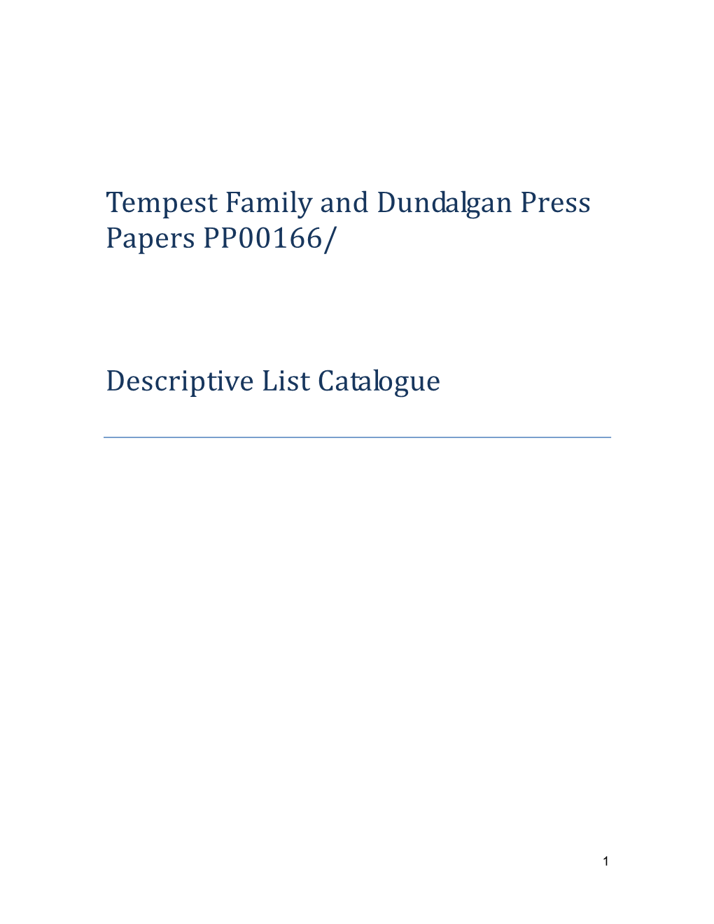 Tempest Family and Dundalgan Press Papers PP00166