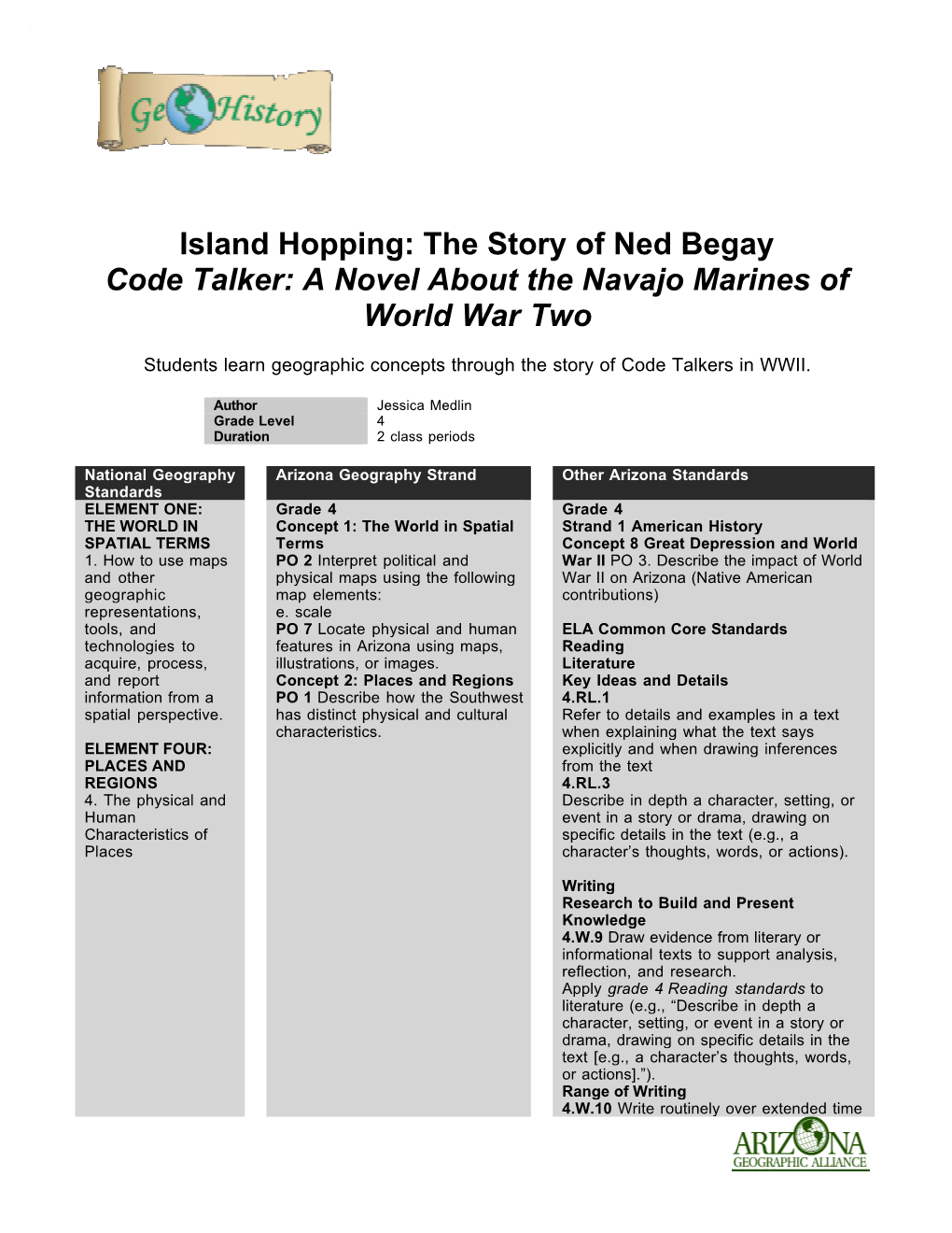 Island Hopping: the Story of Ned Begay Code Talker: a Novel About the