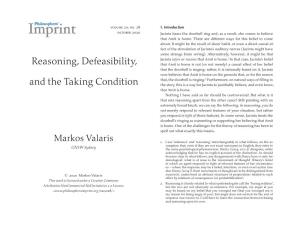 Reasoning, Defeasibility, and the Taking Condition