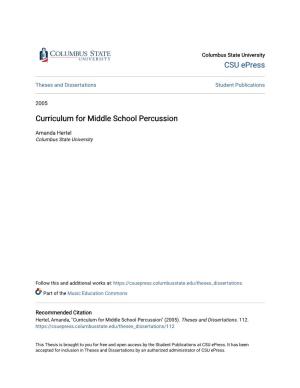Curriculum for Middle School Percussion
