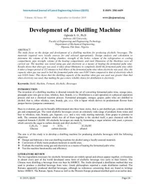 Development of a Distilling Machine