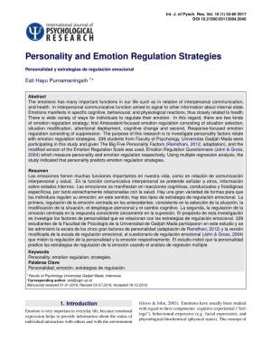 Personality and Emotion Regulation Strategies