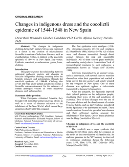 Changes in Indigenous Dress and the Cocoliztli Epidemic of 1544-1548 in New Spain