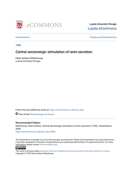 Central Serotonergic Stimulation of Renin Secretion