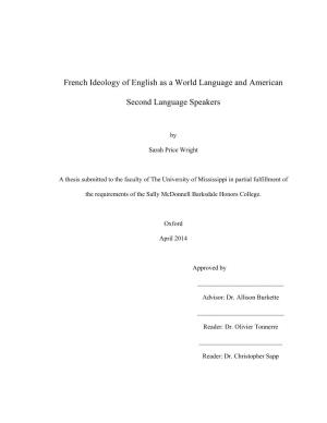 French Ideology of English As a World Language and American Second