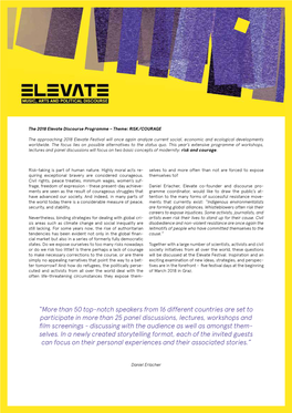 Elevate Festival 2018 – Discourse & Activism Programme Unveiled