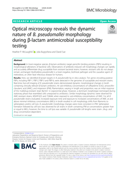 Optical Microscopy Reveals the Dynamic Nature of B. Pseudomallei Morphology During Β-Lactam Antimicrobial Susceptibility Testing Heather P