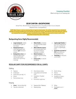 Camping Checklist -BACKPACK.Pages