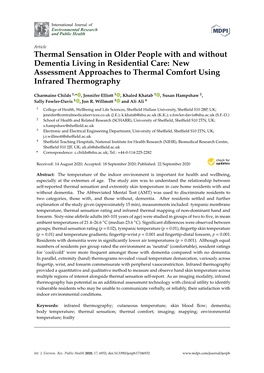 Thermal Sensation in Older People with and Without Dementia Living in Residential Care: New Assessment Approaches to Thermal Comfort Using Infrared Thermography