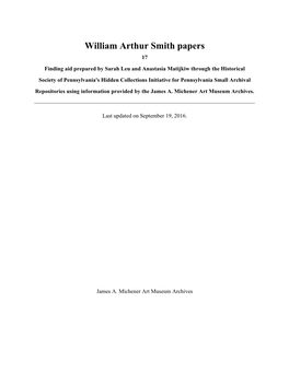 William Arthur Smith Papers