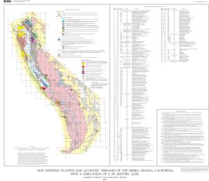 MAP SHOWING PLUTONS and ACCRETED TERRANES of the SIERRA NEVADA, CALIFORNIA, Does Not Imply Endorsement by the U.S